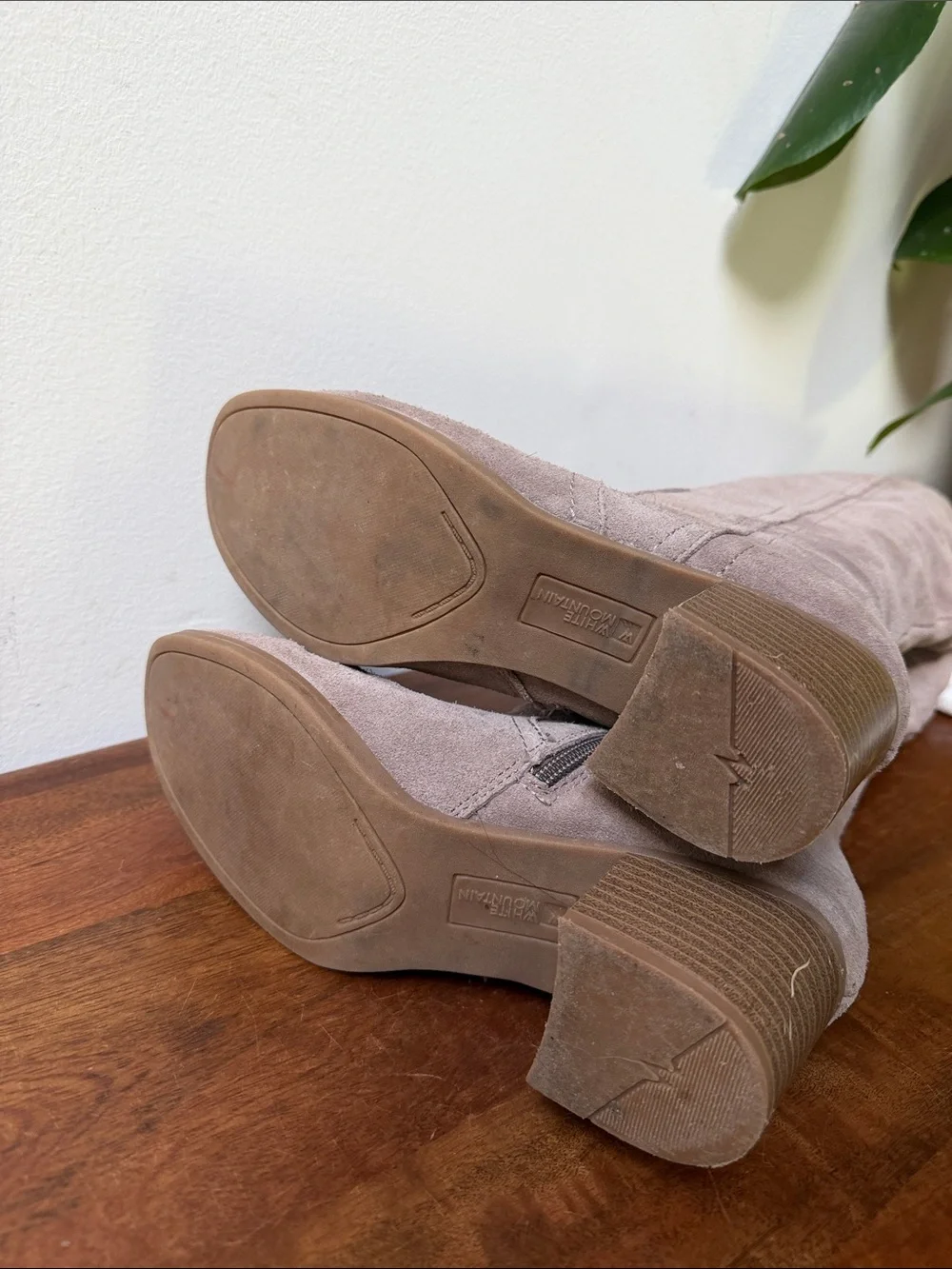 White Mountain Over-the-Knee Suede Boots in Taupe Suede